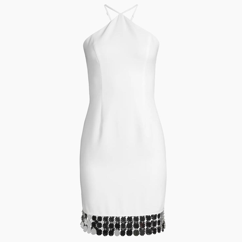 NWT LIV FOSTER Disc Fringe Halter Mini Dress Size 0